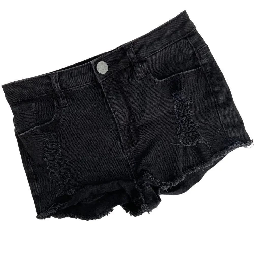 RSQ Jeans Maui High Rise Black Distressed Shorts in Youth Size 3
